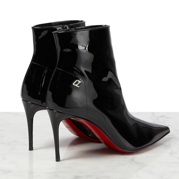 Christian Louboutin Sporty Kate Patent Leather Pointed Toe Boots Black 38.5 - Picture 5 of 9
